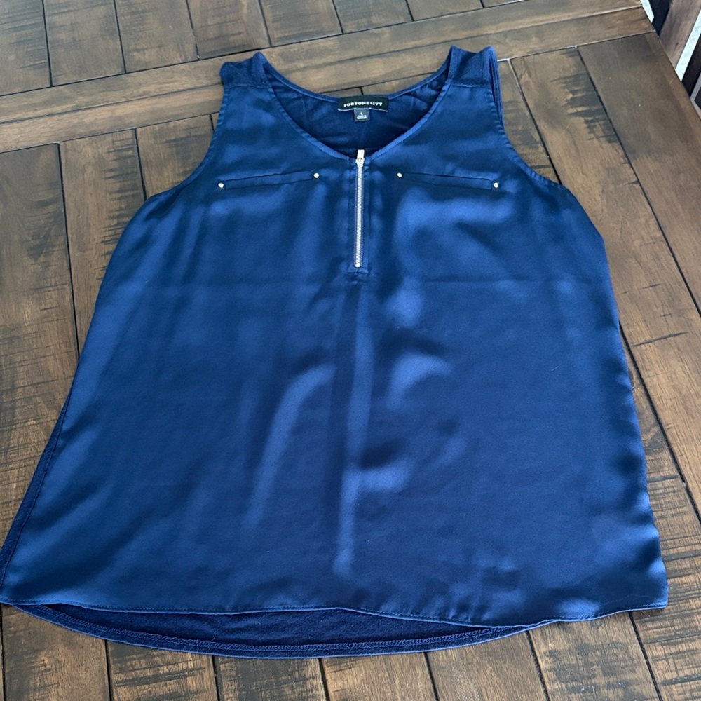 Elegant Navy Tank Top with Zipper